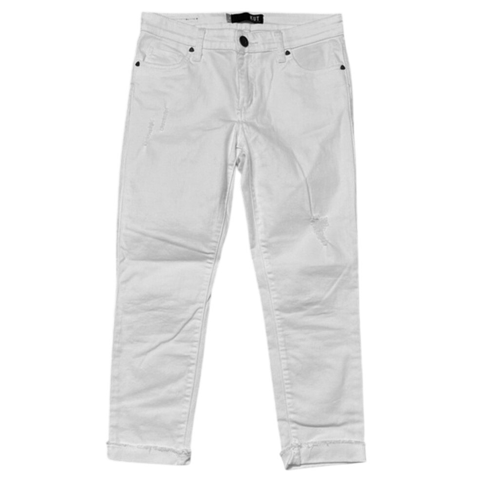 Kut From The Kloth Amy‎ Distressed Cropped Straight Leg White Women Size 4